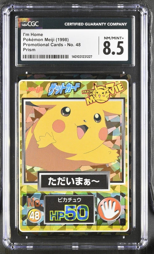 meiji pokemon cards Pikachu Meiji Promo-Prism (1998) CGC 8.5 – Pulling Hitters