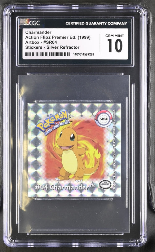 Charmander Action Flipz Artbox Stickers Silver Refractor (1999) CGC GEM MINT 10