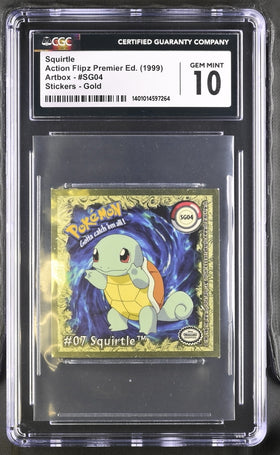 Squirtle Action Flipz Artbox Stickers Gold (1999) CGC GEM MINT 10